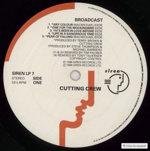 Cutting Crew Broadcast + lyric inner UK Vinyl LP - Image 3