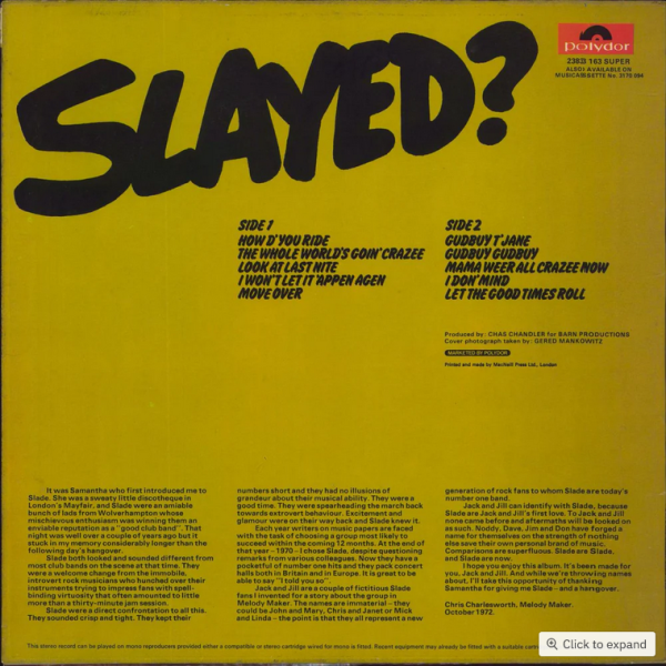 Slade Slayed? - 1st UK Vinyl LP - Image 3