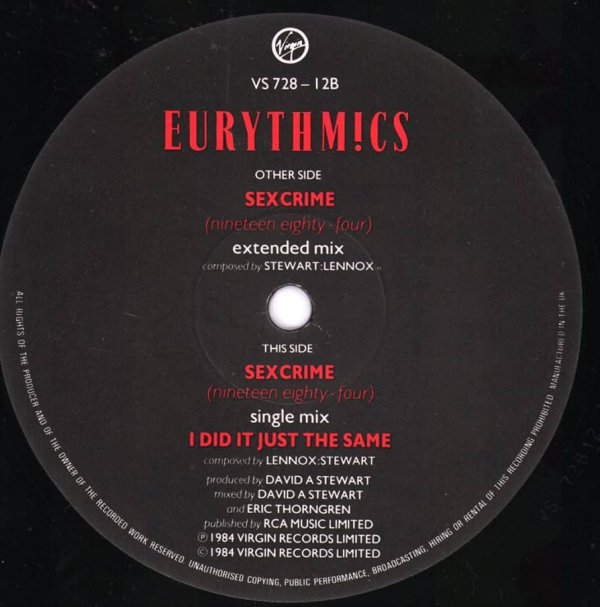 Sex Crime - Eurythmics Vinyl - Image 2
